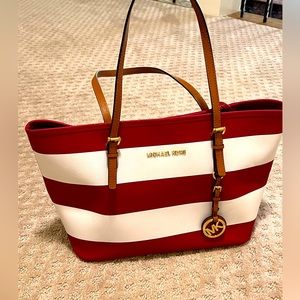 Michael Kors Striped Leather Tote